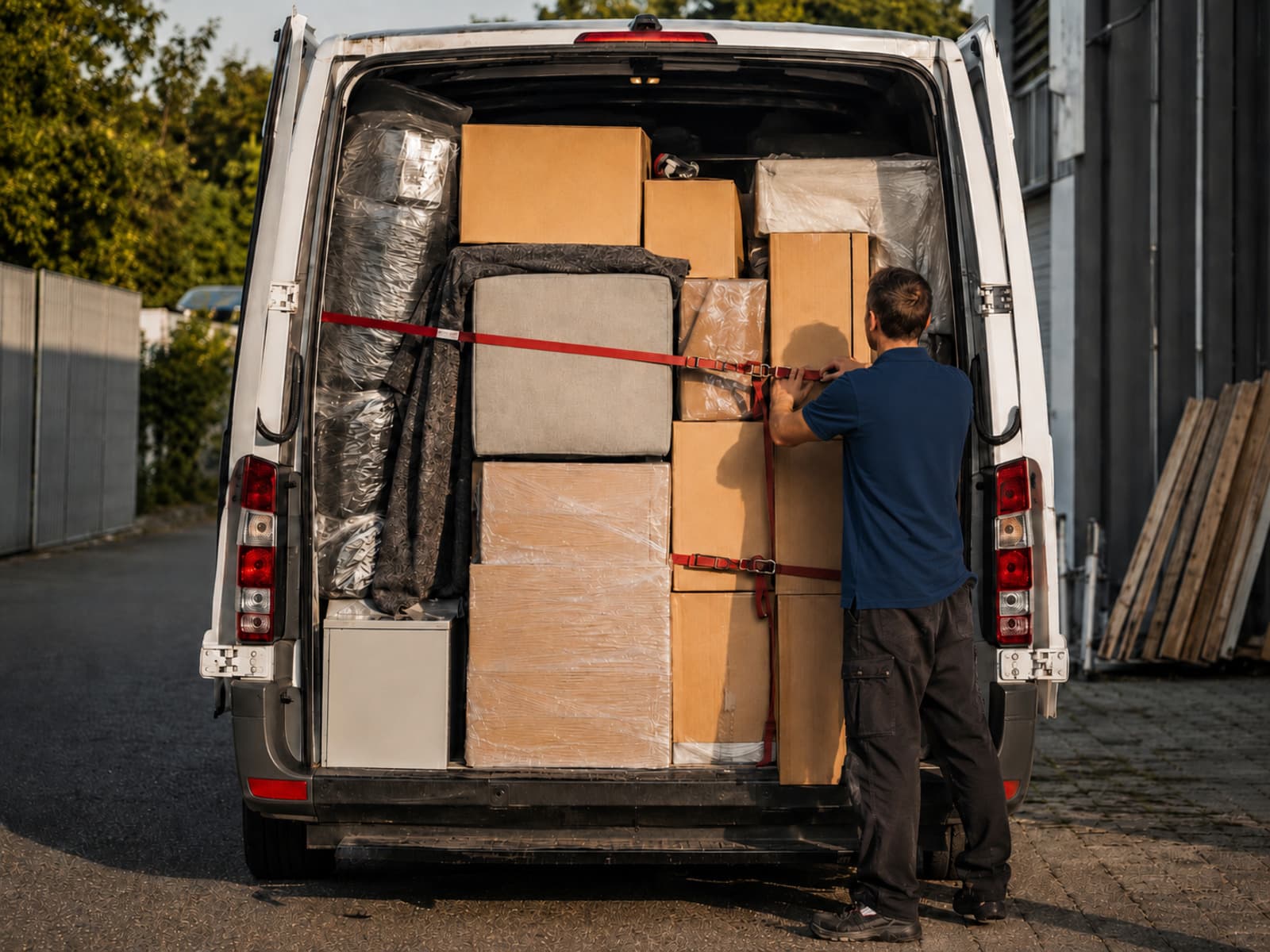 Sorgfältiges Packen des Hausrats